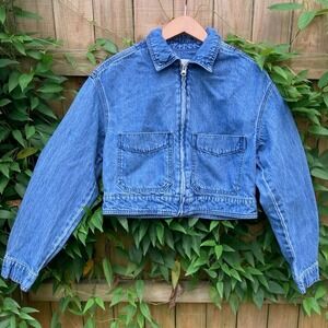VTG Universal Thread Small Denim Cropped Jacket Zip Deadstock Jean Collar Pocket